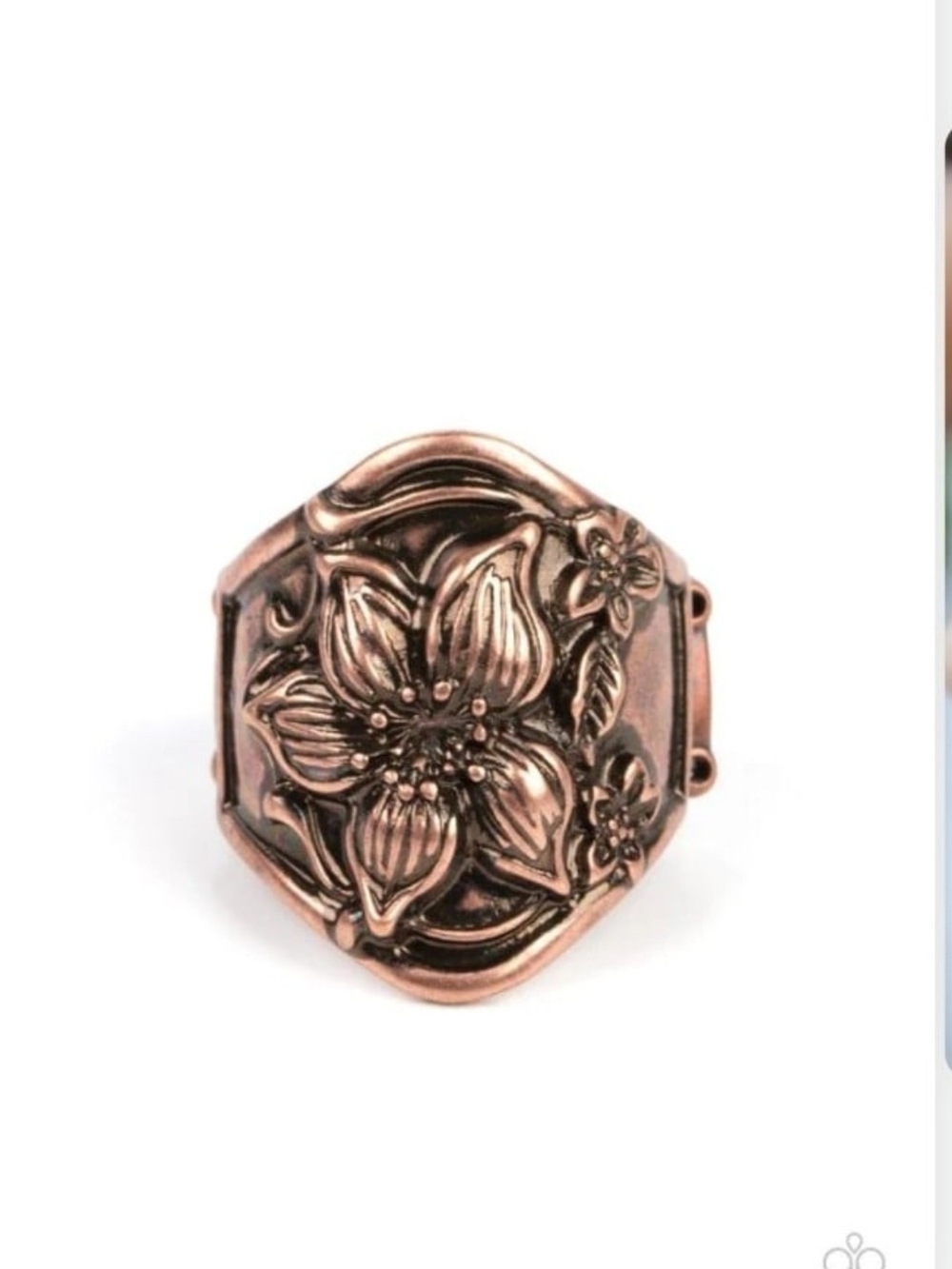 Hibiscus Harbor Paparazzi Copper Floral Statement Ring